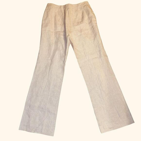 Lauren Ralph Lauren Linen Pink Stripe Pants Women's PETITE Size 6P Pocket Chic - Picture 2 of 4
